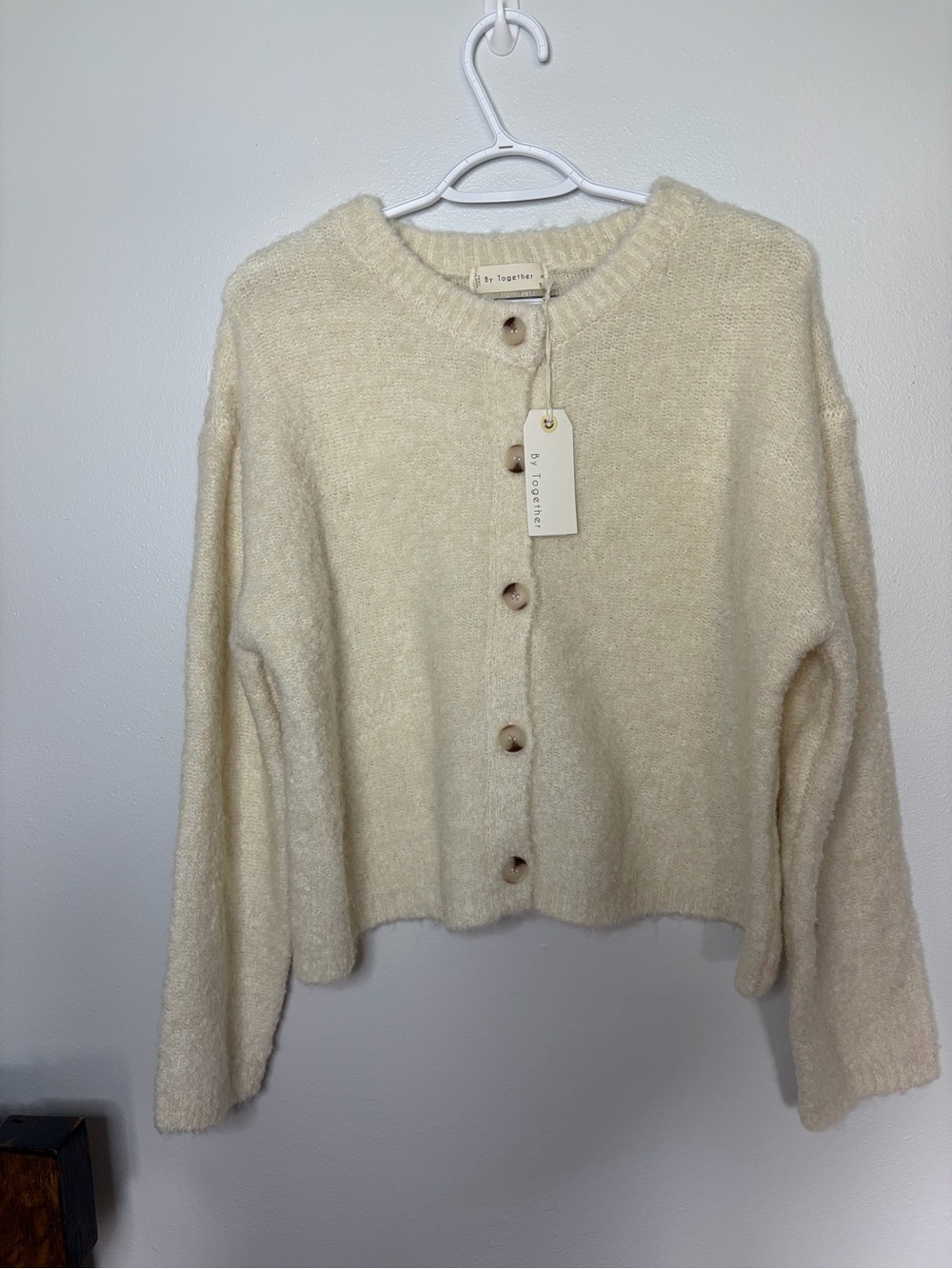 By Together Cream Cropped Cardigan